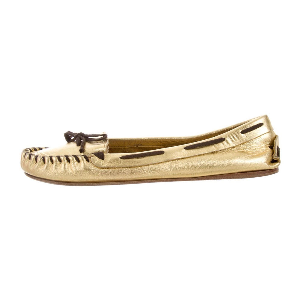 Miu Miu Gold Moccasins